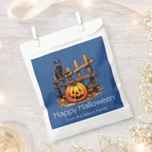 Sachets En Papier Chat sur la clôture Citrouille Joyeux Halloween