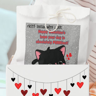 Sachets En Papier Chaton Kawaii Noir Saint-Valentin Drôle