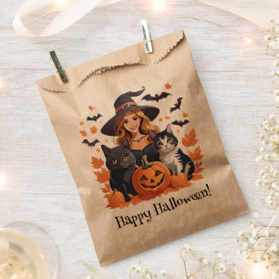 Sachets En Papier Chats sorciers chauves-souris et Halloween Citroui