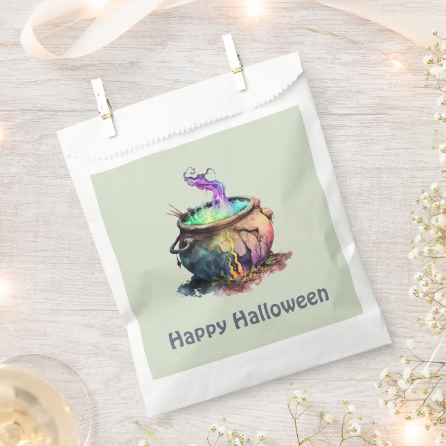Sachets En Papier Chaudière de sorcière Fumée verte Joyeux Halloween (Coupé)