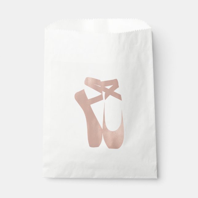 Sachets En Papier Chaussons de ballet rose métallisé pour fête (Devant)