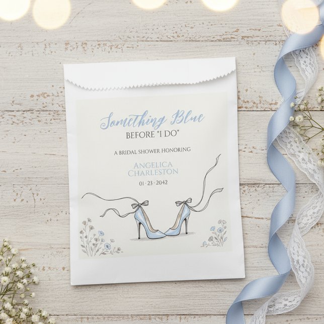 Sachets En Papier Chaussures à talons en poudre bleu tendre pour la  (Cute Powder Blue Heels Bridal Shower Favor Bag
)