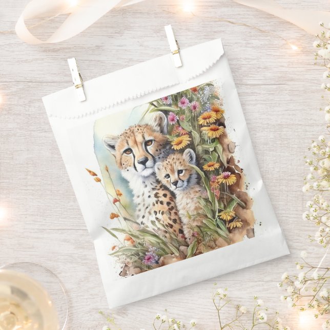 Sachets En Papier Cheetah Baby et maman (Coupé)