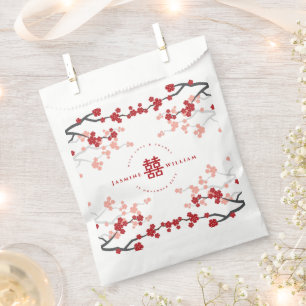 Sachets En Papier Cherry Blossoms & Double Bonheur Mariage chinois