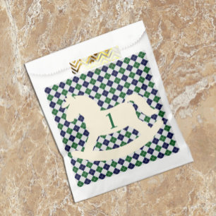 Sachets En Papier Cheval à bascule Prépa Anniversaire Argyle 1 an