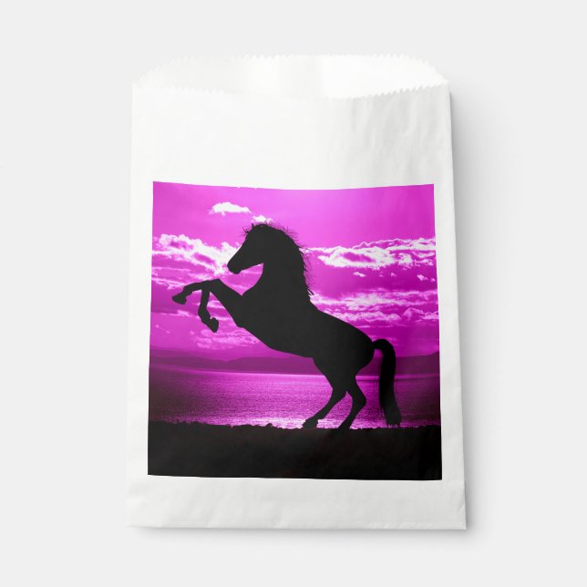 Sachets En Papier Cheval noir Ciel pourpre et eau (Devant)