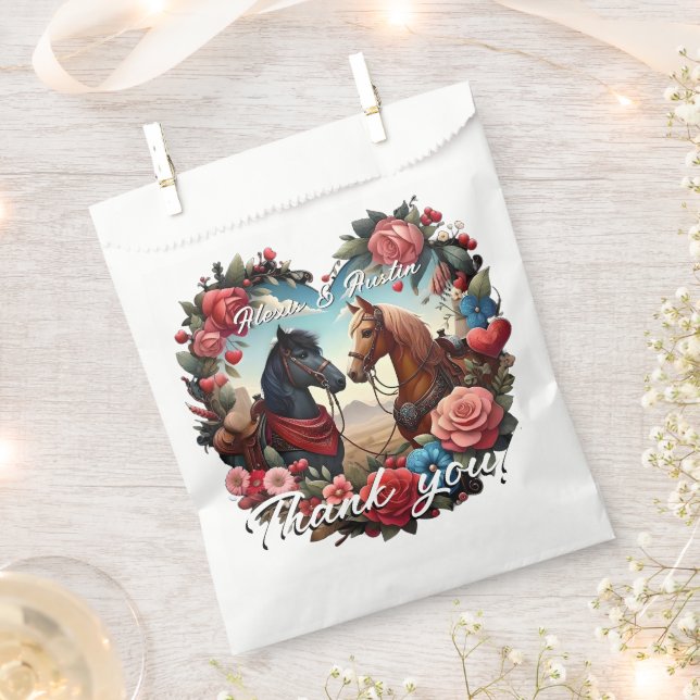 Sachets En Papier Chevaux au cœur (Coupé)