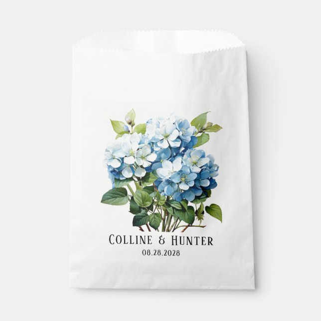 Sachets En Papier Chic Blue Hydrangea Floral Mariage (Devant)