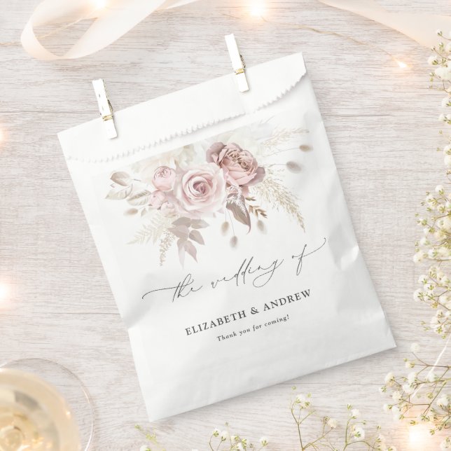 Sachets En Papier Chic Blush rose Dusty Rose Mariage floral (Coupé)