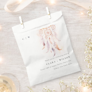 Sachets En Papier Chic Boho Feather Dreamcatcher Watercolor Mariage