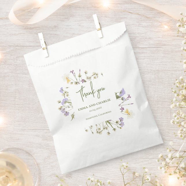 Sachets En Papier Chic boho simple Mariage fleur sauvage (Coupé)