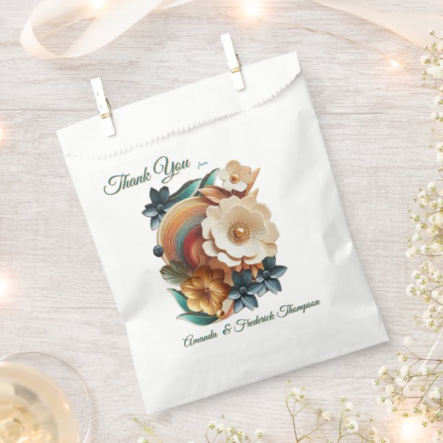 Sachets En Papier Chic, Elegant Crèmes & cuir texture fleur look (Coupé)