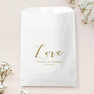 Sachets En Papier Chic Faux Gold Foil Custom Wedding Love Modèle