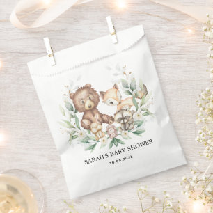 Sachets En Papier Chic Forêt Boisée Animaux Neutres Bébé Anniver