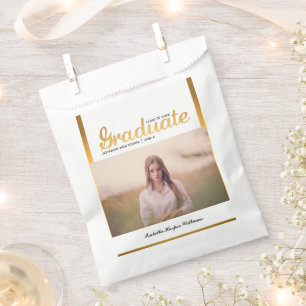 Sachets En Papier Chic Gold Trendy Graduation Party Classe de 20XX