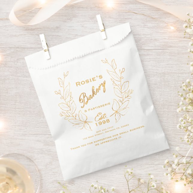 Sachets En Papier Chic Gold Wreath Bakery Logo Info société (Coupé)