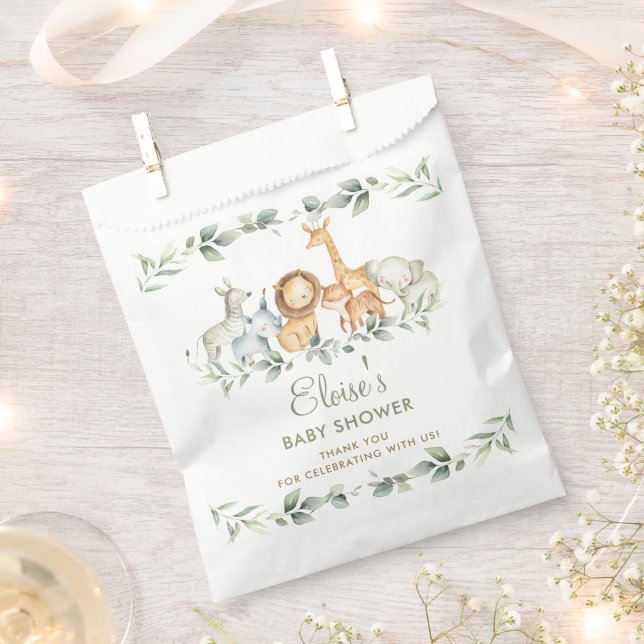 Sachets En Papier Chic Jungle Animaux Baby shower verdoyant Annivers (Coupé)