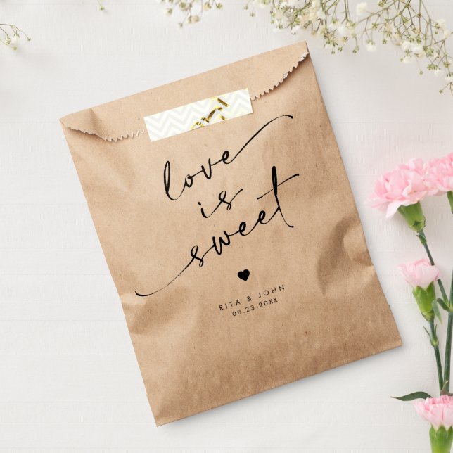 Sachets En Papier Chic moderne Script Love is Sweet Mariage (Scellé)