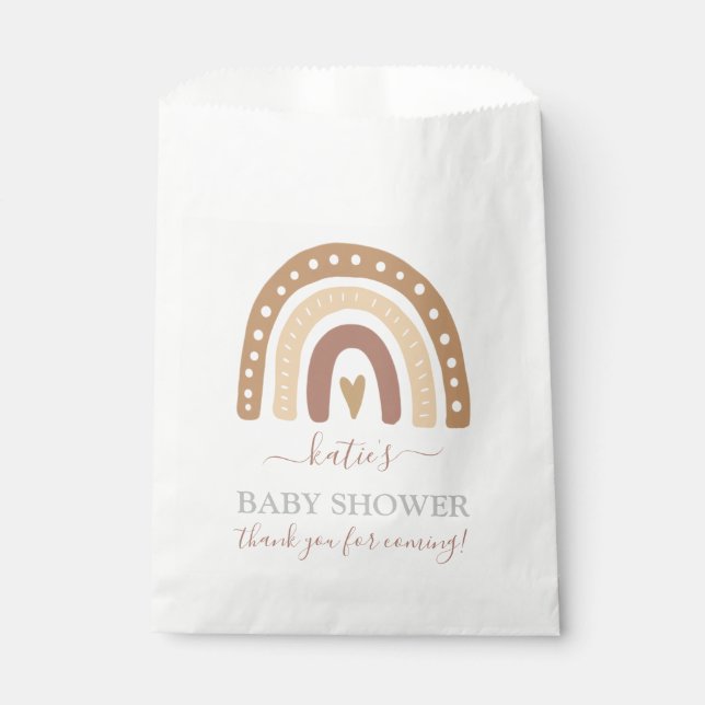 Sachets En Papier Chic Pastel Brown Rainbow Boho Baby shower (Devant)