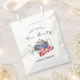 Sachets En Papier Chic Rouge bleu Floral Teapot Baby shower Tea Part