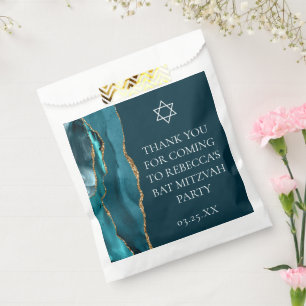 Sachets En Papier Chic Turquoise Gold Bat mitzvah Parti personnalisé