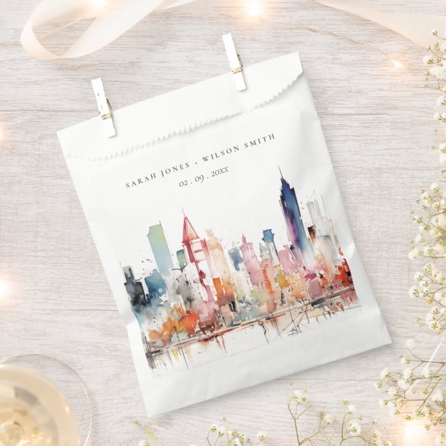 Sachets En Papier Chicago Illinois Watercolor Landscape Wedding (Coupé)
