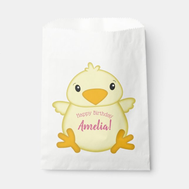 Sachets En Papier Chick Anniversaire Pink (Devant)