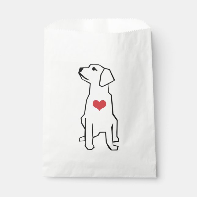 Sachets En Papier Chien avec illustration cardiaque Favoriser le sac (Devant)