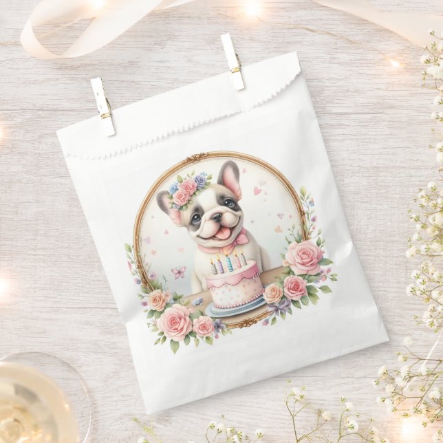 Sachets En Papier Chien de taureau français mignon Pastel - Annivers (Coupé)