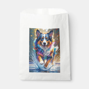 Sachets En Papier Chien géant coloré heureux joueur drôle, éclabouss