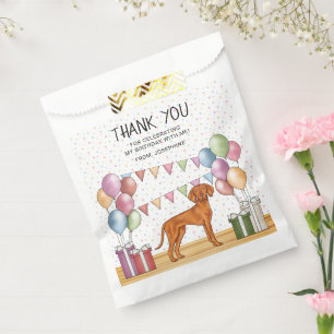 Sachets En Papier Chien Hongrois Vizsla Pastel Anniversaire Merci
