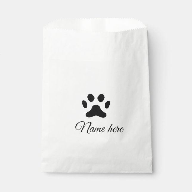 Sachets En Papier Chien patte noir animal ajouter nom texte animal p (Devant)