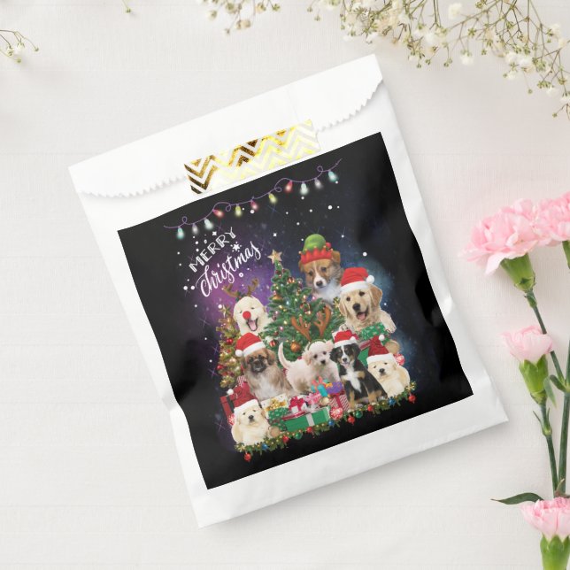 Sachets En Papier Chiens Joyeux Noël Lumière (Scellé)