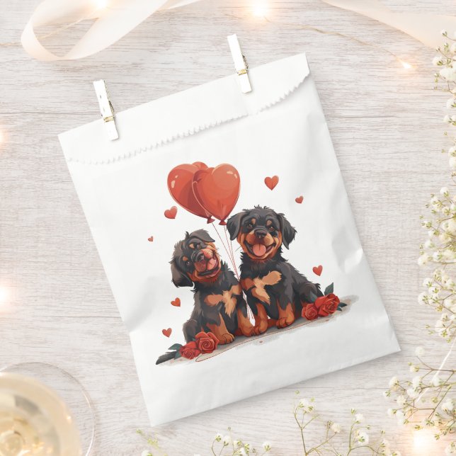Sachets En Papier Chiens Rottweiler de la Saint-Valentin (Coupé)