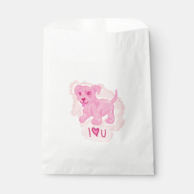 Sachets En Papier Chiot rose (Devant)