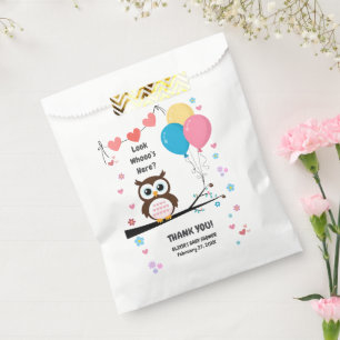 Sachets En Papier Chouette adorable avec ballons et Baby shower de c