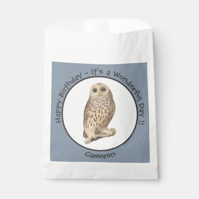 Sachets En Papier Chouette barrée - Anniversaire ou autre événement  (Devant)