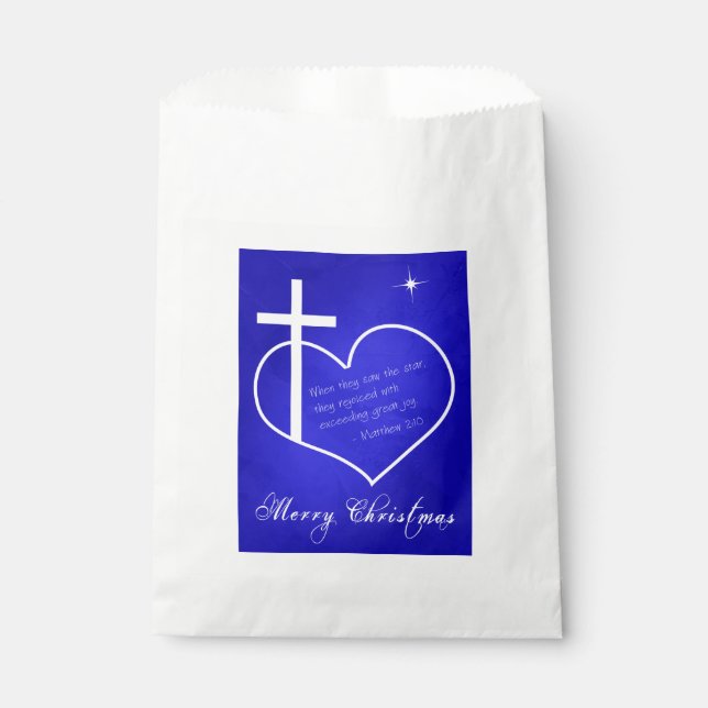 Sachets En Papier Christian Joyeux bleu Noël (Devant)