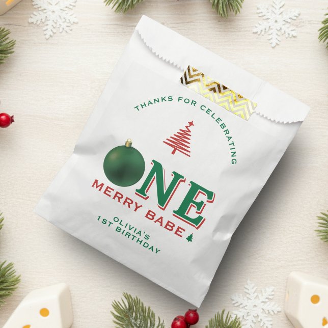 Sachets En Papier Christmas 1st Birthday Party Merry Ornament (Christmas 1st Birthday Party Merry Ornament Favor Bag
)