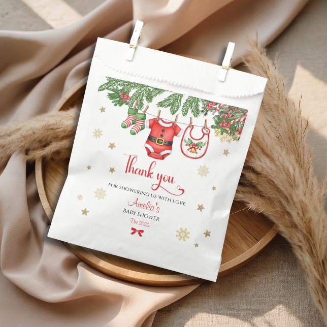 Sachets En Papier Christmas Baby Shower Favor Bag | Santa Holiday (Créateur téléchargé)