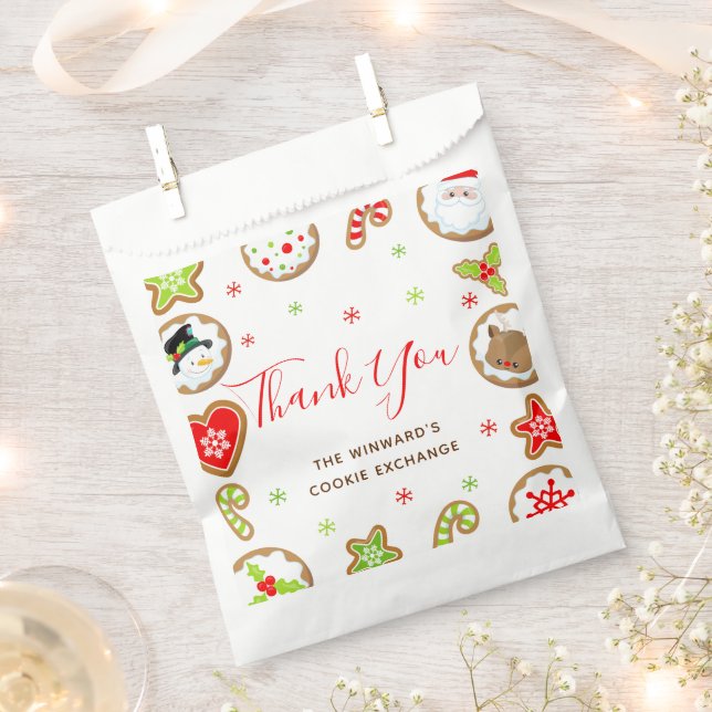 Sachets En Papier Christmas Cookie Exchange Party Red Thank You (Coupé)