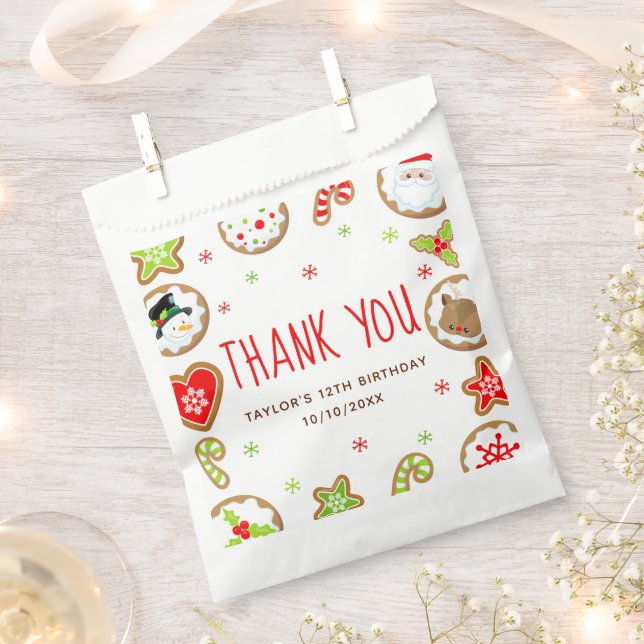 Sachets En Papier Christmas Cookies Birthday Party Red Thank You (Coupé)
