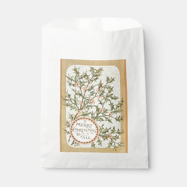 Sachets En Papier Christmas Holly Jolie Antique Salutation (Devant)