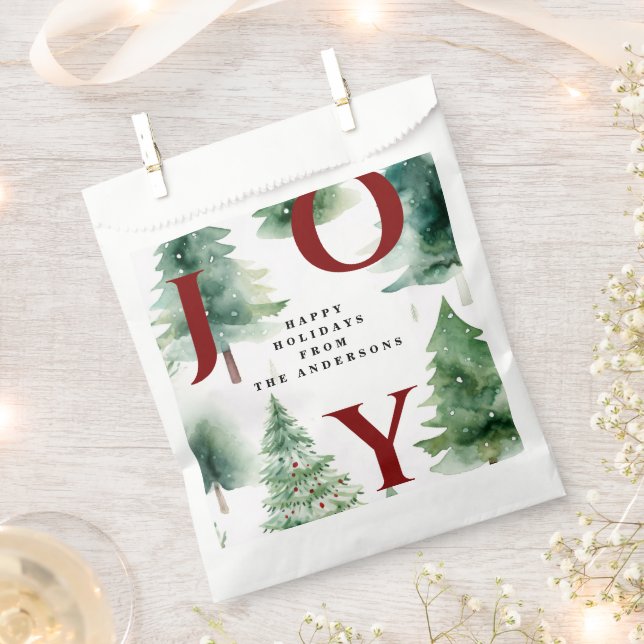 Sachets En Papier Christmas Trees Rustic Greenery Holiday Red Joy (Coupé)