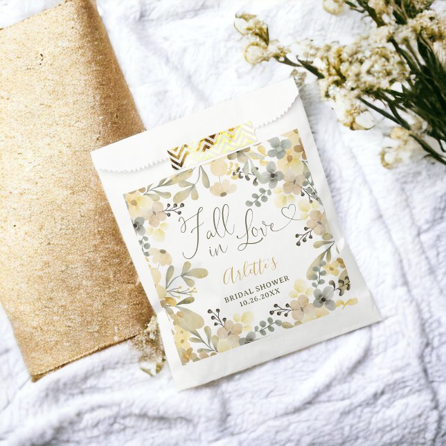 Sachets En Papier Chute d'amour boho floral automne chic douche nupt (Fall in love boho floral autumn chic bridal shower favor bag)