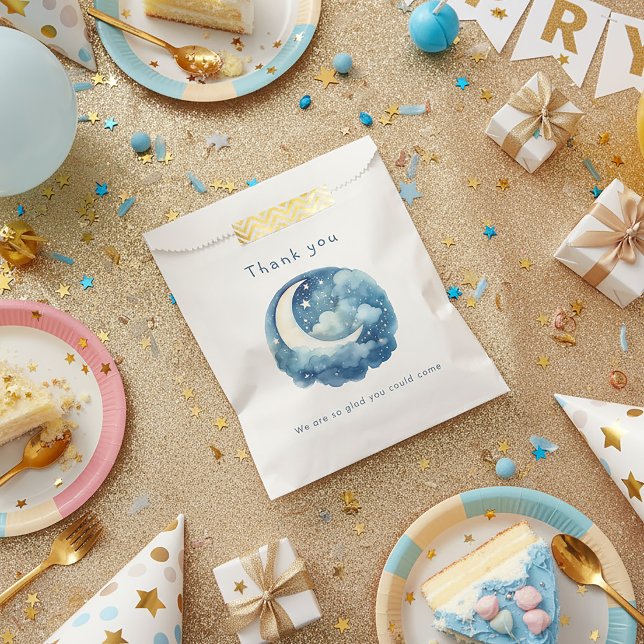 Sachets En Papier Ciel étoilé et baby shower de lune (Starry sky and moon baby shower favor bag.)