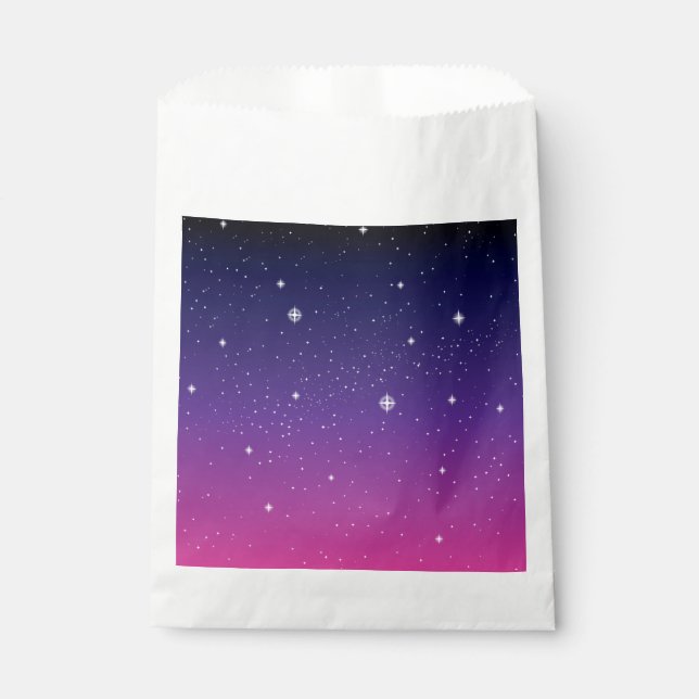 Sachets En Papier Ciel nocturne étoilé violet foncé (Devant)