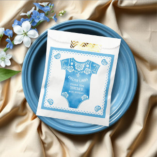 Sachets En Papier Cielito Lindo bleu garçon Merci baby shower