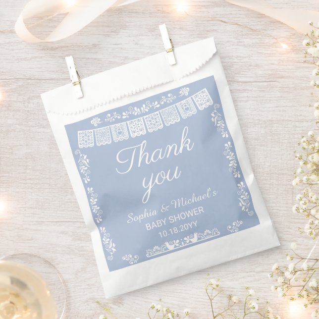Sachets En Papier Cielito Lindo Blue Papel Picado Baby Shower (Coupé)