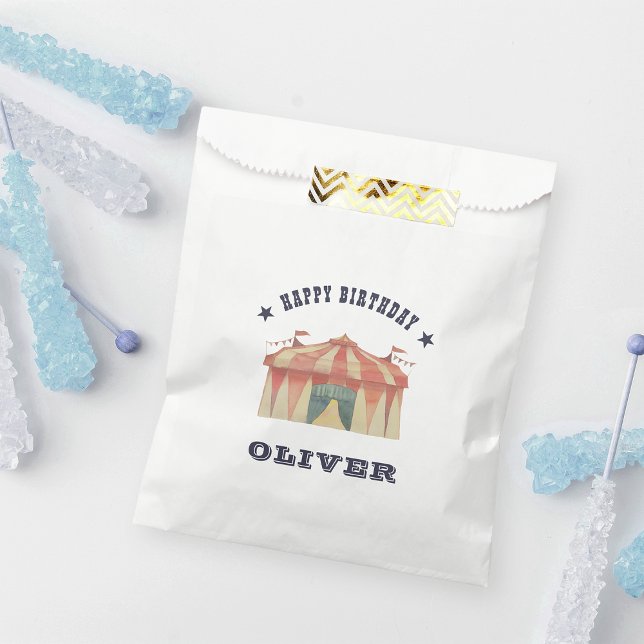 Sachets En Papier Cirque vintage Fête d'anniversaire personnalisée (Créateur téléchargé)